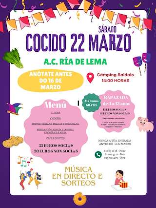 Fechas, información, programa, cartel, imágenes, mapa y ubicación de Cocido de Carnaval de A.C. Lema  en  Carballo