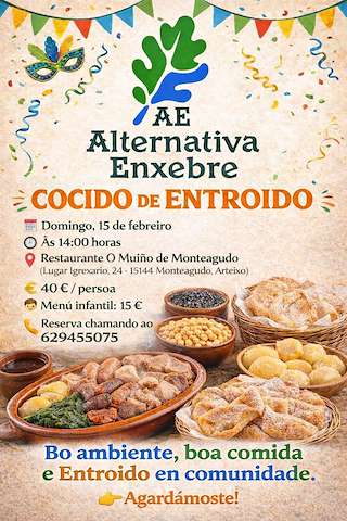 Fechas, información, programa, cartel, imágenes, mapa y ubicación de Cocido de Carnaval de Alternativa Enxebre (2026) en Arteixo