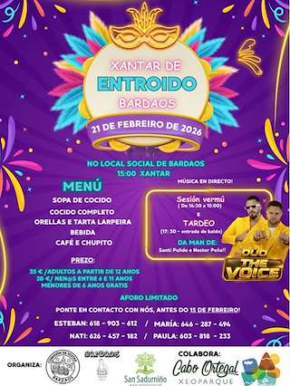 Fechas, información, programa, cartel, imágenes, mapa y ubicación de Cocido de Carnaval de Bardaos (2026)  en  San Sadurniño