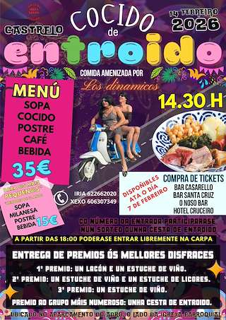 Fechas, información, programa, cartel, imágenes, mapa y ubicación de Cocido de Carnaval de Castrelo  (2026) en Cambados