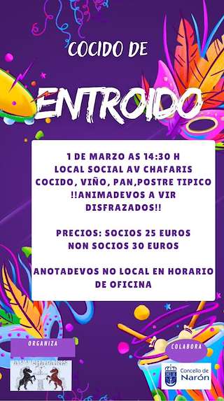 Fechas, información, programa, cartel, imágenes, mapa y ubicación de Cocido de Carnaval de Chafarís  en  Narón