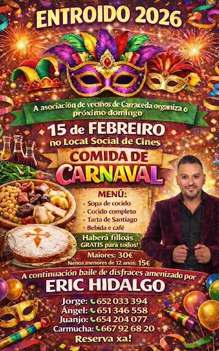 Fechas, información, programa, cartel, imágenes, mapa y ubicación de Cocido de Carnaval de Cines  (2026)  en  Oza Cesuras