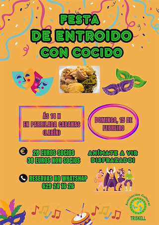 Fechas, información, programa, cartel, imágenes, mapa y ubicación de Cocido de Carnaval de la A.C. Triskell  (2026)  en  Arteixo