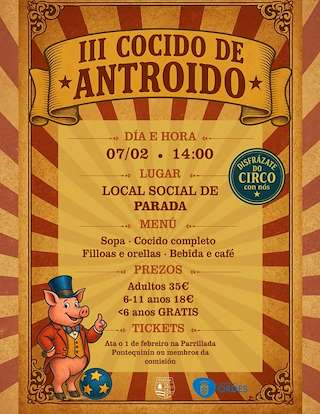 Fechas, información, programa, cartel, imágenes, mapa y ubicación de III Cocido de Carnaval de Parada (2026)  en  Ordes