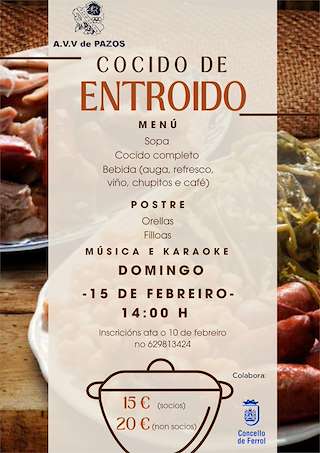 Fechas, información, programa, cartel, imágenes, mapa y ubicación de Cocido de Carnaval de Pazos  (2026)  en  Ferrol