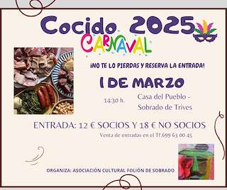 Fechas, información, programa, cartel, imágenes, mapa y ubicación de Cocido de Carnaval  en  Sobrado