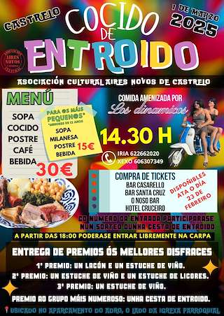 Fechas, información, programa, cartel, imágenes, mapa y ubicación de Cocido de Entroido de Castrelo   en  Cambados