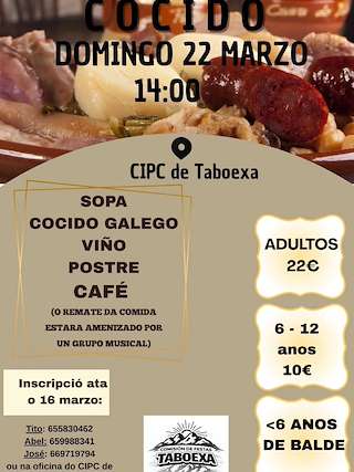 Fechas, información, programa, cartel, imágenes, mapa y ubicación de Cocido de Taboexa (2026)  en  As Neves