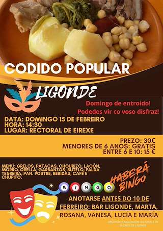 Fechas, información, programa, cartel, imágenes, mapa y ubicación de Cocido Popular de Ligonde (2026)  en  Monterroso