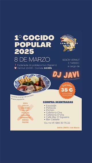 Fechas, información, programa, cartel, imágenes, mapa y ubicación de I Cocido Popular de Sigüeiro  en  Oroso