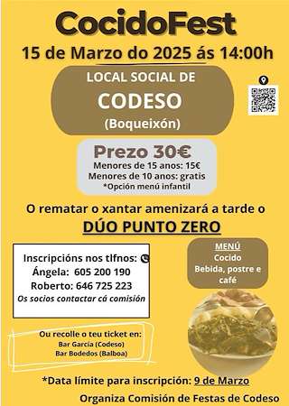 Fechas, información, programa, cartel, imágenes, mapa y ubicación de CocidoFest de Codeso  en  Boqueixón