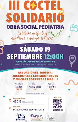 Fechas, información, programa, cartel, imágenes, mapa y ubicación de III Cóctel Solidario Obra Social Pediatría (2026) en Santiago de Compostela