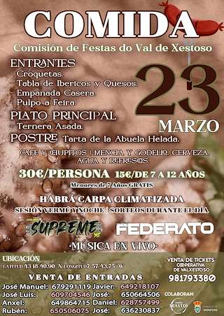 Comida da Comisión de Festas do Val de Xestoso en Monfero