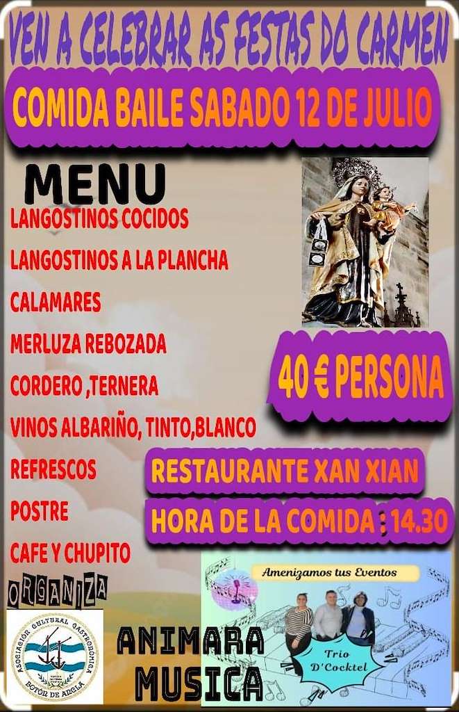 Comida - Baile das Festas do Carmen en Marín