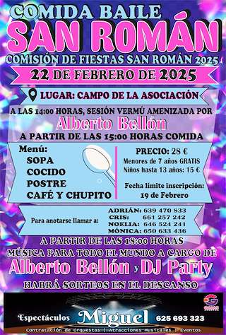 Fechas, información, programa, cartel, imágenes, mapa y ubicación de Comida - Baile de San Román  en  Laracha