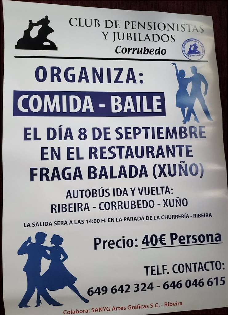 Comida - Baile do Club de Xubilados e Pensionistas de Corrubedo en Ribeira