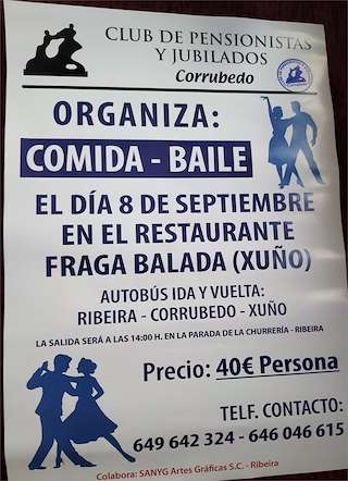 Fechas, información, programa, cartel, imágenes, mapa y ubicación de Comida - Baile do Club de Xubilados e Pensionistas de Corrubedo  en  Ribeira