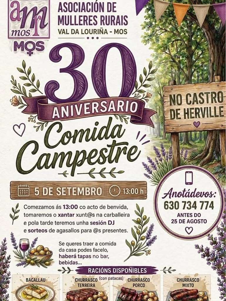 Comida Campestre 30 Aniversario Asociación Mulleres Rurais Val da Louriña  (2026) en Mos