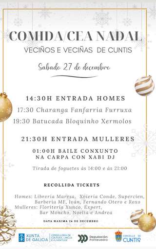 Fechas, información, programa, cartel, imágenes, mapa y ubicación de Comida-Cena de Navidad (2025) en Cuntis