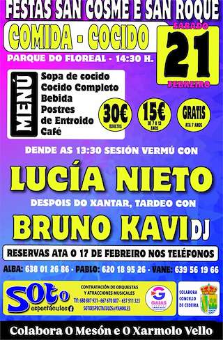 Fechas, información, programa, cartel, imágenes, mapa y ubicación de Comida - Cocido de San Cosme e San Roque  (2026)  en  Cedeira