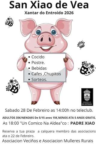Fechas, información, programa, cartel, imágenes, mapa y ubicación de Comida de Carnaval de San Xulian de Vea (2026)  en  A Estrada