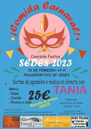 Fechas, información, programa, cartel, imágenes, mapa y ubicación de Comida de Carnaval de Sedes  en  Narón