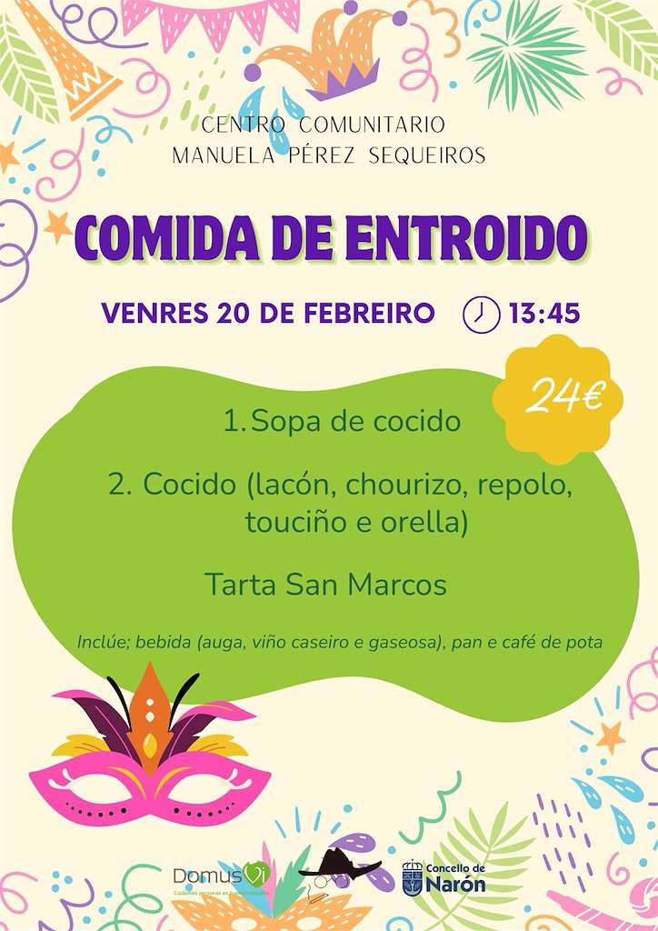 Comida de Carnaval del Centro Comunitario en Narón