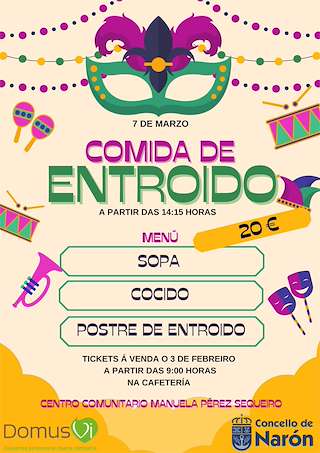 Fechas, información, programa, cartel, imágenes, mapa y ubicación de Comida de Carnaval del Centro Comunitario  en  Narón