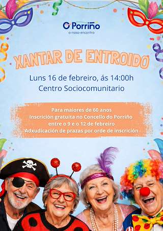 Fechas, información, programa, cartel, imágenes, mapa y ubicación de Comida de Carnaval para Mayores (2026)  en  O Porriño