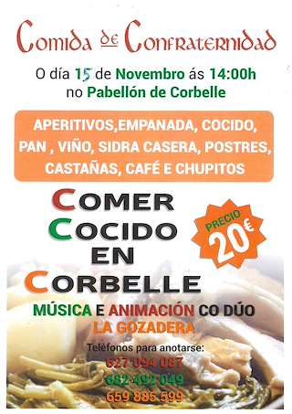 Fechas, información, programa, cartel, imágenes, mapa y ubicación de Comida de Confraternidad de Corbelle  (2025)  en  A Peroxa