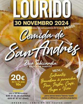 Fechas, información, programa, cartel, imágenes, mapa y ubicación de Comida de San Andrés de Lourido  en  Salvaterra do Miño