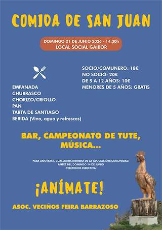 Fechas, información, programa, cartel, imágenes, mapa y ubicación de Comida de San Juan de Gaibor (2026)  en  Begonte