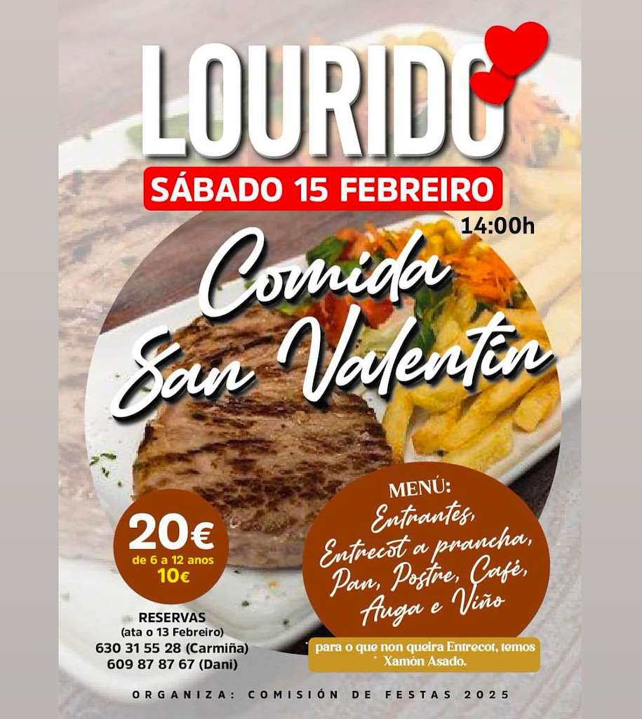 Comida de San Valentín de Lourido en Salvaterra do Miño