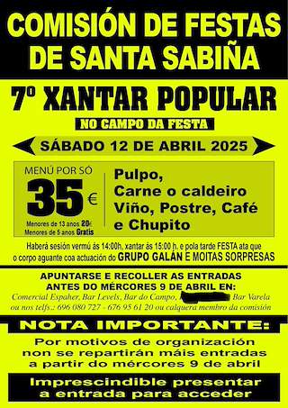 Fechas, información, programa, cartel, imágenes, mapa y ubicación de VII Comida de Santa Sabiña   en  Santa Comba