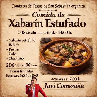 Fechas, información, programa, cartel, imágenes, mapa y ubicación de Comida de Xabarín Estufado de San Sebastián de Fragoselo (2026)  en  Vigo