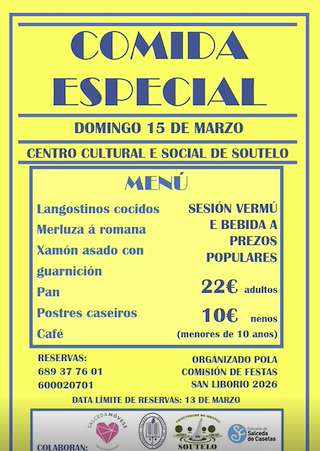 Fechas, información, programa, cartel, imágenes, mapa y ubicación de Comida Especial de Soutelo (2026)  en  Salceda de Caselas
