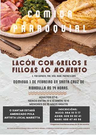 Fechas, información, programa, cartel, imágenes, mapa y ubicación de Comida Parroquial de Lacón con Grelos de Ribadulla (2026)  en  Vedra