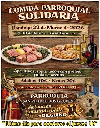 Fechas, información, programa, cartel, imágenes, mapa y ubicación de Comida Parroquial Solidaria (2026)  en  Sanxenxo