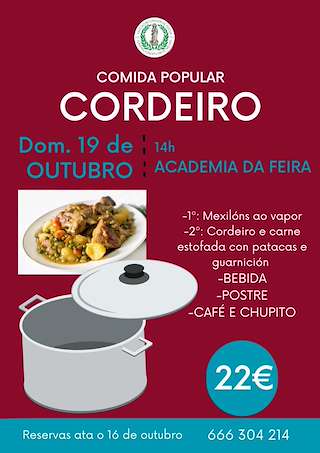 Fechas, información, programa, cartel, imágenes, mapa y ubicación de Comida Popular Cordeiro de Arcade (2025)  en  Soutomaior