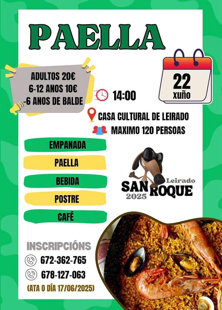 Comida Popular da Paella de Leirado  en Salvaterra do Miño