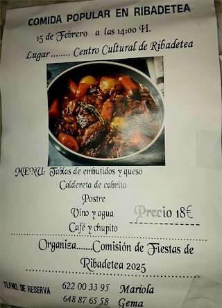 Fechas, información, programa, cartel, imágenes, mapa y ubicación de Comida Popular de Ribadetea  en  Ponteareas
