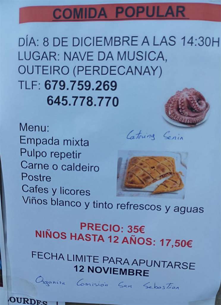 Comida Popular de San Sebastián de Perdecanai en Barro