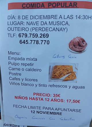 Fechas, información, programa, cartel, imágenes, mapa y ubicación de Comida Popular de San Sebastián de Perdecanai  en  Barro