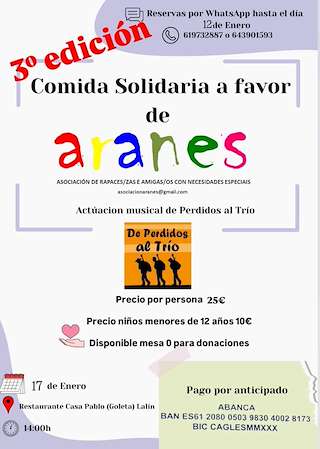 Fechas, información, programa, cartel, imágenes, mapa y ubicación de III Comida Solidaria de Aranes (2026)  en  Lalín