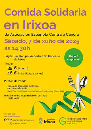 Fechas, información, programa, cartel, imágenes, mapa y ubicación de Comida Solidaria  en  Irixoa