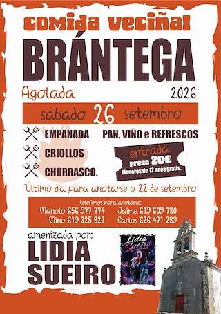 Fechas, información, programa, cartel, imágenes, mapa y ubicación de Comida Veciñal de Brántega (2026) en Agolada