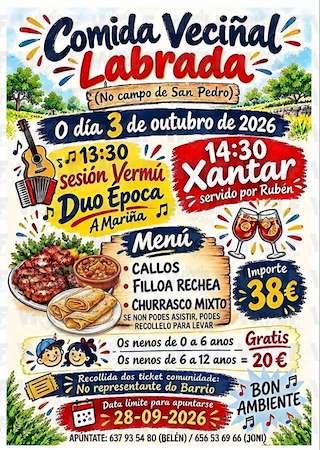 Fechas, información, programa, cartel, imágenes, mapa y ubicación de Comida Veciñal de Labrada (2026)  en  Abadín