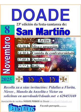 Fechas, información, programa, cartel, imágenes, mapa y ubicación de XXIII Comida - Xuntanza de San Martiño de Doade (2025)  en  Sober