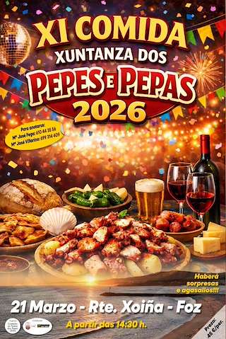 Fechas, información, programa, cartel, imágenes, mapa y ubicación de XI Comida Xuntanza dos Pepes e Pepas (2026)  en  Foz