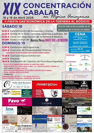 Fechas, información, programa, cartel, imágenes, mapa y ubicación de XIX Concentración Cabalar e X Festa Gastronómica da Terneira ao Rodicio (2026) en Ponte Caldelas